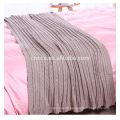 PK17ST376 rib knitted wool cashmere blanket organic fabric throw